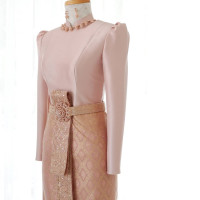 Gold Chakri Thai dress with gold embroidery and sash. 