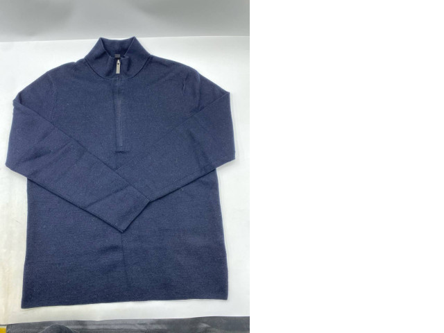 Zachary Prell Higgins cotton and cashmere quarter-zip sweater in navy. Zachary Prell Higgins cotton and cashmere quarter-zip sweater in navy.