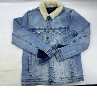 Abercrombie & Fitch men's blue sherpa-lined denim trucker jacket. 