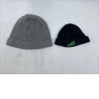 Set of 2 Gray and black knitted beanie 