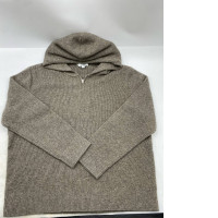 COS beige zip-up hoodie knitted from merino and yak silk.