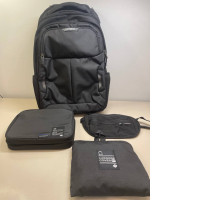 The travel bag: bag includes a cover, a cosmetic bag, and a waist bag.