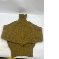 brown chunky knit turtleneck sweater. 