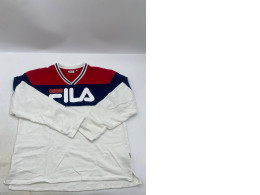 vintage Fila V-neck color-block long-sleeved shirt/sweatshirt in red, navy blue, and white vintage Fila V-neck color-block long-sleeved shirt/sweatshirt in red, navy blue, and white