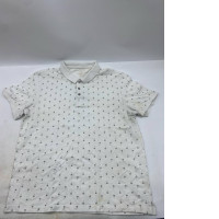 White, fitted cotton polo shirt with an anchor print.
