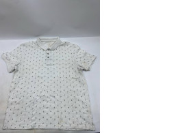 White, fitted cotton polo shirt with an anchor print.