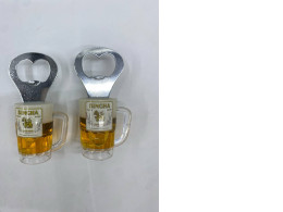 Set of 2 Miniature magnetic bottle opener in the shape of a beer glass. 