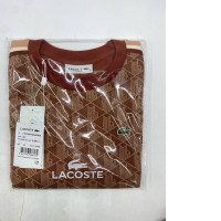  Lacoste Slim Fit T-shirt in a brown geometric print.