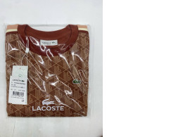  Lacoste Slim Fit T-shirt in a brown geometric print.