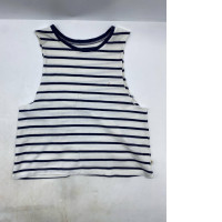  white and navy blue striped ribbed tank top