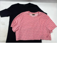 Set of 2 Women's black and pink short-sleeved crew neck t-shirt. 