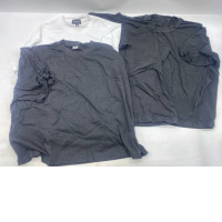Set of 4 Men's white and black crew neck t-shirts. 