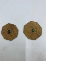 Set of 2 Hexagonal wooden base, antique style wooden coaster. 