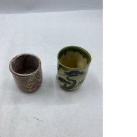Set of 2 Glass, tall Japanese hot tea cup.