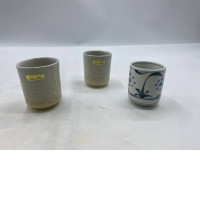 Set of 3  Glass, tall Japanese hot tea cup. 
