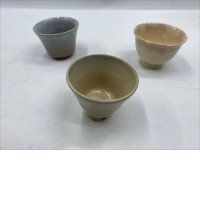 Set of 3 Glass; Japanese short hot tea glass.