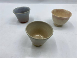 Set of 3 Glass; Japanese short hot tea glass.