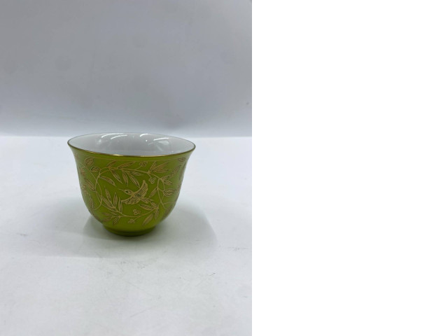 Glass, Japanese red glass cup with gold patterns. Glass, Japanese red glass cup with gold patterns.