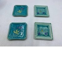 Set of 4 Japanese glass and coaster. Set of 4 Japanese glass and coaster.