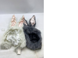 Set of 2 White and black rabbit ear shaped hat.