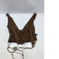 Brown crop top with bow tie at the back