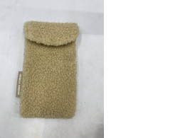 Beige faux sheepskin eyeglass case.