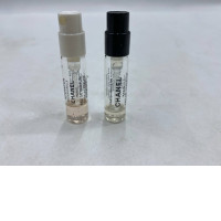 Set of 2  Chanel fragrance samples: a Coco Mademoiselle Eau de Parfum sample and a Chanel Paris Riviera Eau de Toilette sample. 