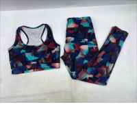 women's athletic sports bra and leggings set with a geometric abstract print. women's athletic sports bra and leggings set with a geometric abstract print.