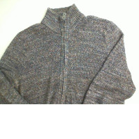 Brown men's knitted zip-up sweater
