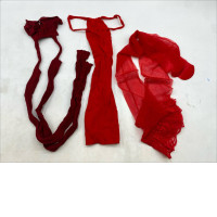 Set of 3 Frederick's of Hollywood red stockings with a lace garter belt. 