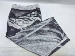 Long gray and white skirt