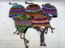 Set of 5 Alpaca knitted hat - Hand-knitted children's hat, Chullo style. 