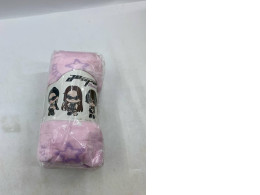 pink blanket featuring cartoon illustrations. pink blanket featuring cartoon illustrations.