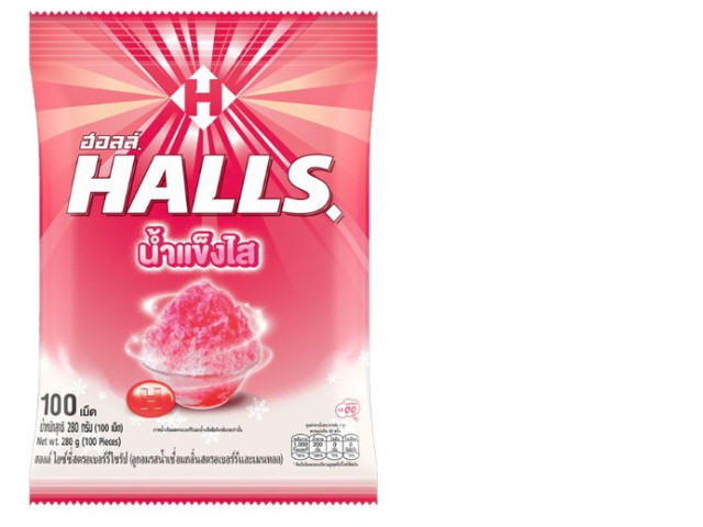 Halls Icy Ice Candy, strawberry syrup and menthol flavored shaved ice candy. Halls Icy Ice Candy, strawberry syrup and menthol flavored shaved ice candy.