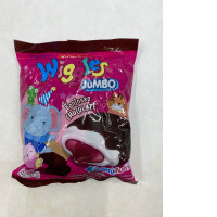 Wiggles Jumbo chocolate-coated marshmallows with strawberry jam filling.  