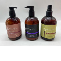 Set of 3 Botanical Essentials Sandalina Body Lotion 300ml. Botanical Essentials Patchouli Body Lotion 300ml. Botanical Essentials Sandalina Shower Gel 300ml.