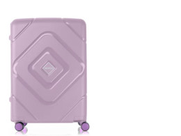  American Tourister Trigard Spinner suitcase in a purple/pink color. 