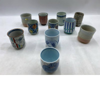 Set of 11 Glass, tall Japanese hot tea glass.