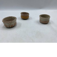 Set of 3  Japanese shino tea cup, or chawan, is used for ceremonies.