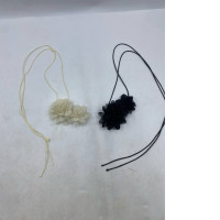 Set of 2  Zara corded collar flower choker necklaces in black and ecru colors.  