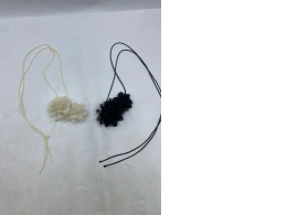 Set of 2  Zara corded collar flower choker necklaces in black and ecru colors.  
