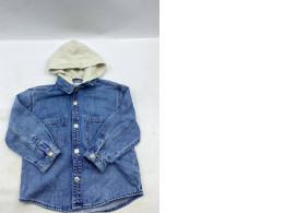  Zara hooded denim jacket in mid-blue with a cream hood. 