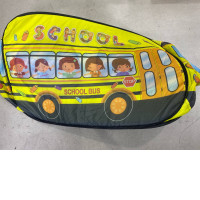  portable kids' play tent shaped like a school bus. 
