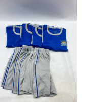 Set of 4 Blue sports shirt and shorts for students.