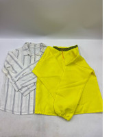 Set of 2 Yellow and white long-sleeved plaid shirt. 