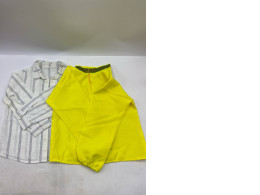 Set of 2 Yellow and white long-sleeved plaid shirt. 