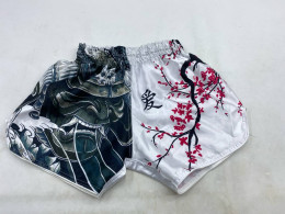 White and black shorts.