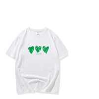 Short-sleeved, crew-neck T-shirt with heart print.