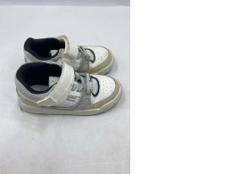 white and grey mini boys' mesh trainers with hook-and-loop straps. white and grey mini boys' mesh trainers with hook-and-loop straps.