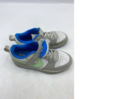 f Nike Court Borough Low Recraft PS shoes in the Light Iron Ore, White, Photo Blue, and Vapor Green colorway. f Nike Court Borough Low Recraft PS shoes in the Light Iron Ore, White, Photo Blue, and Vapor Green colorway.